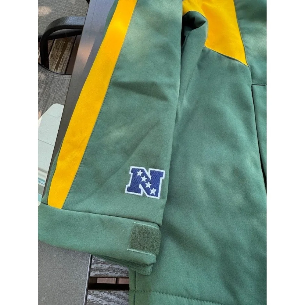 NFL Green Bay Packers Softshell Jacket Mens XXL Green Gold Full Zip Fleece Lined